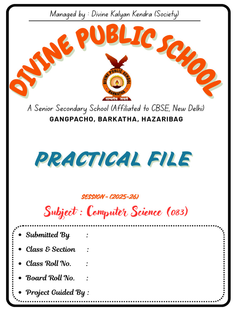 Computer Science Practical File 2025-26 | PDF