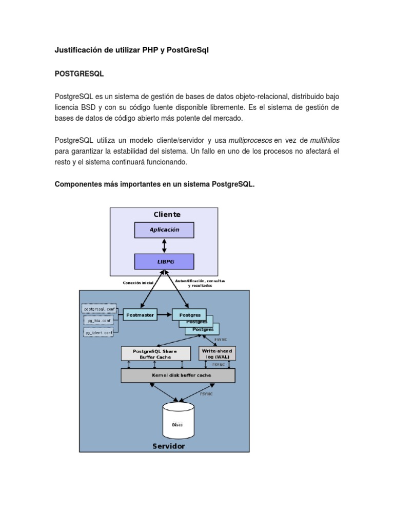 Justificación de PHP y PostgreSQL | PDF | Php | Postgre Sql