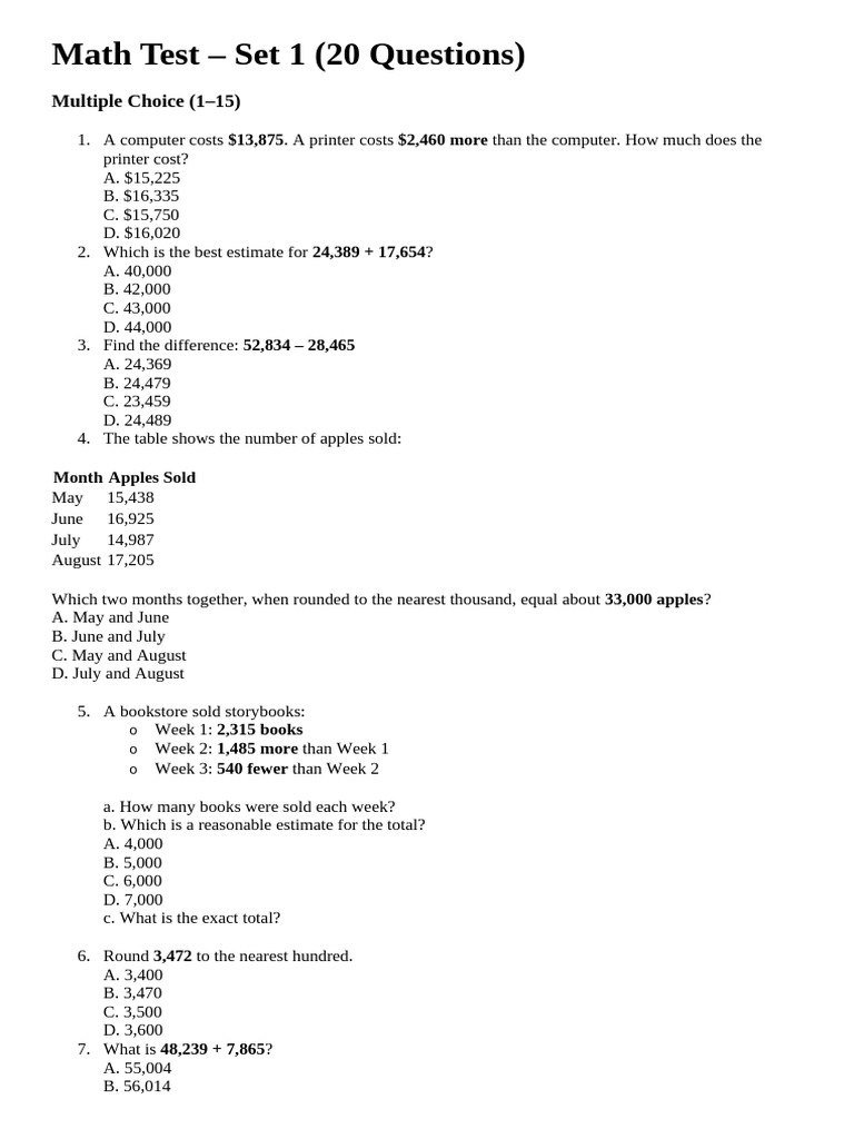 Math Test | PDF | Methodology