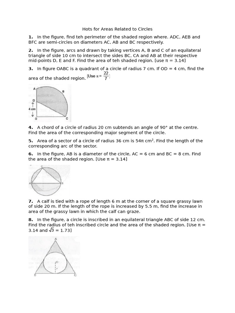 Circle Geometry Problems and Solutions | PDF