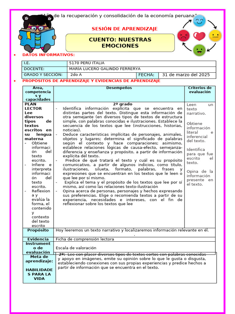 Emociones y Lectura en 2do Grado | PDF | Aprendizaje | Las emociones