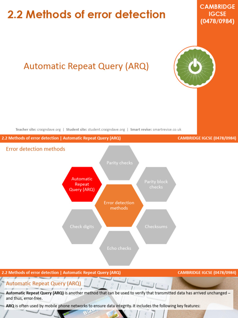 CAMBRIDGE IGCSE (0478-0984) 2.2 Automatic Repeat Query (ARQ) | PDF ...