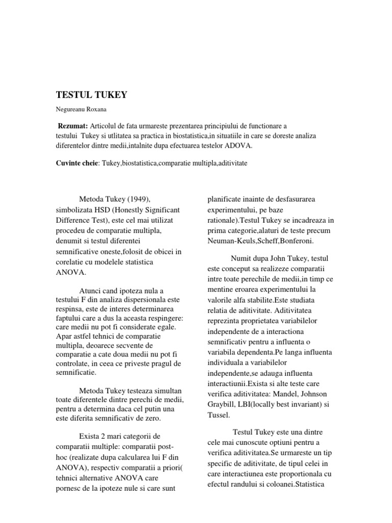 Testul Tukey | PDF