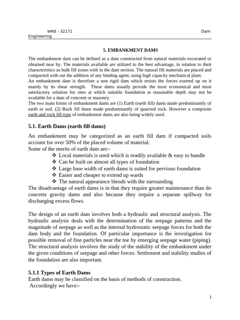 Embankment Dam Engineering Overview | PDF | Soil Mechanics | Dam