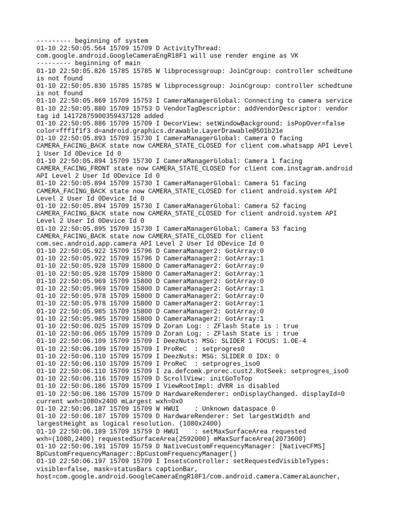 Camera Service Log Analysis | PDF | Software | Software Engineering