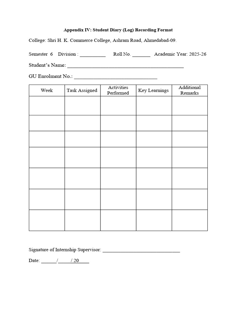Internship Appendix 4 | PDF