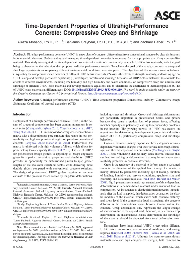 Mohebbi Et Al 2022 Time Dependent Properties of Ultrahigh Performance ...