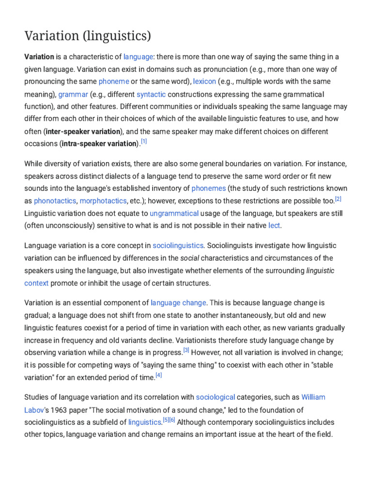 Linguistic Variation and Sociolinguistics | PDF | Sociolinguistics ...