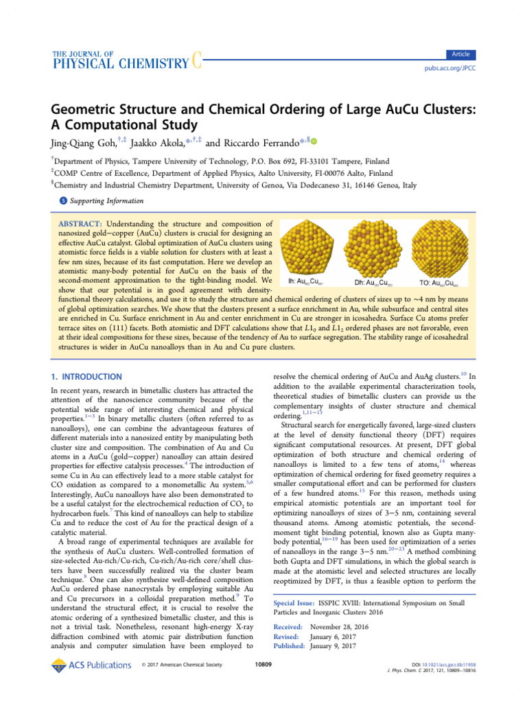 AuCu Cluster Structure and Ordering Study | PDF | Molecular Dynamics ...