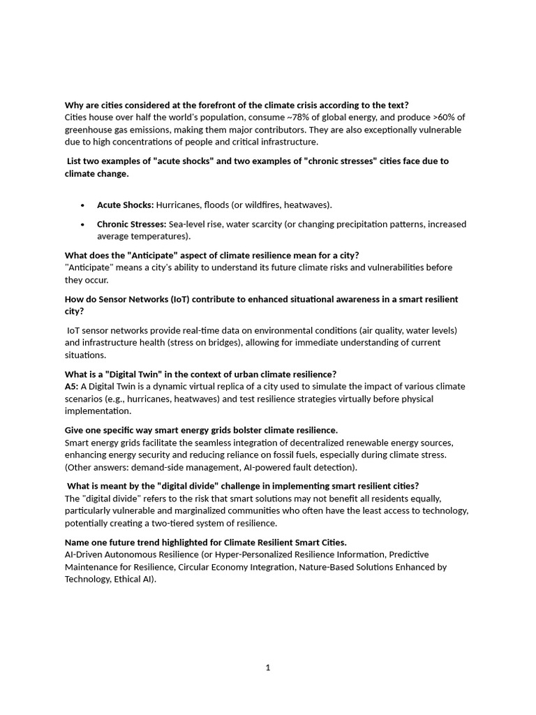 M Plan Unit 5 - Building Climate Change Resilience | PDF | Climate ...