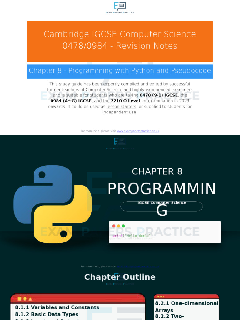 IGCSE Computer Science Python Guide | PDF | Control Flow | Computer ...