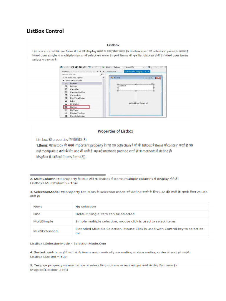 ListBox and Combobox Control | PDF