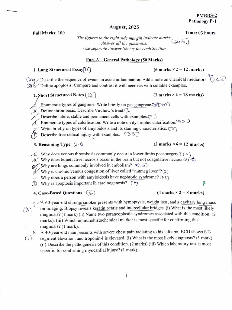 Pathology Exam Questions and Answers | PDF | Anemia | Clinical Medicine