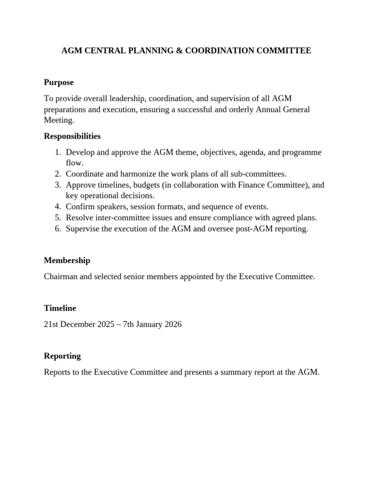 AGM Planning and Coordination Overview | PDF
