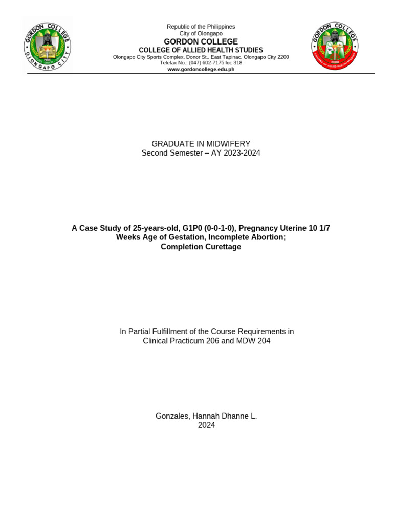 Case Study: Incomplete Abortion Management | PDF | Miscarriage | Pregnancy