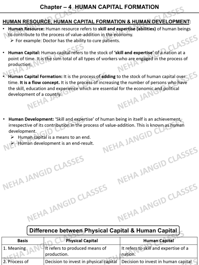Human Capital Formation and Development | PDF | Cost Of Living | Human ...