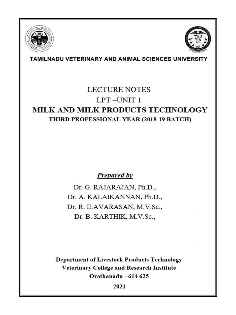 Milk and Dairy Technology Overview | PDF | Milk | Fatty Acid