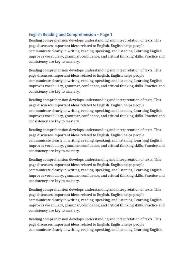 English Reading Comprehension Guide | PDF | Reading Comprehension ...