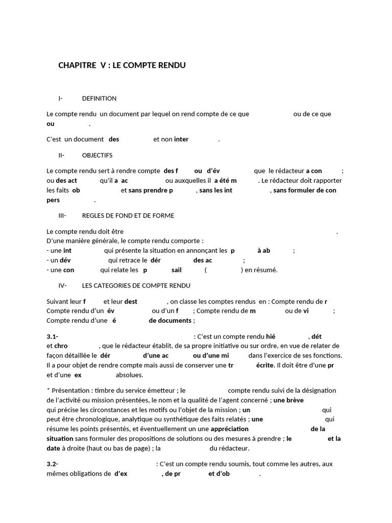 Guide complet sur le compte rendu | PDF