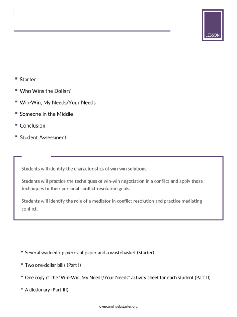 Win-Win Conflict Resolution Techniques | PDF | Mediation | Auction