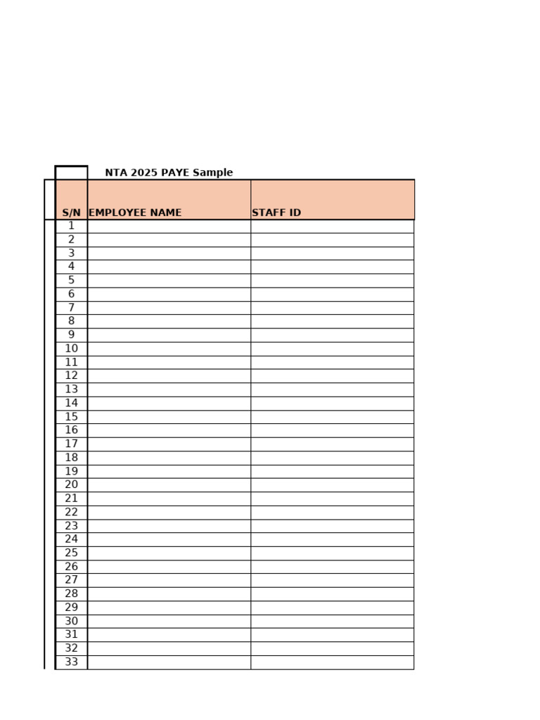 NAS New PAYE Template Based On NTA 2025 | PDF