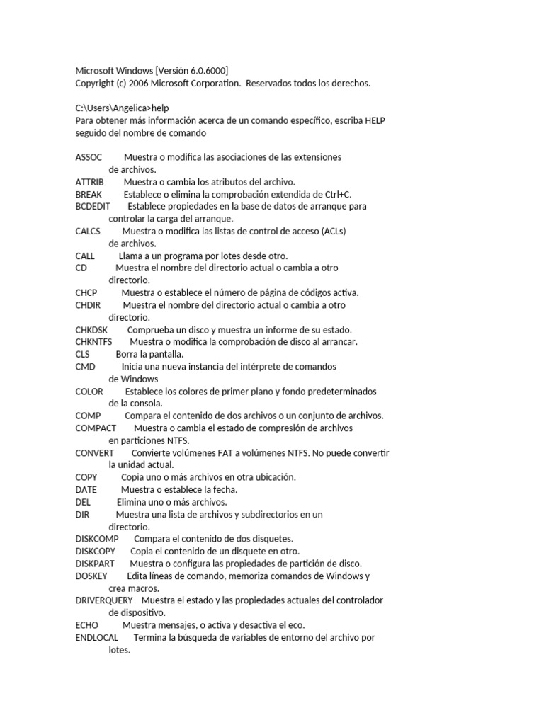 Comandos útiles de Windows CMD | PDF | Archivo de computadora ...