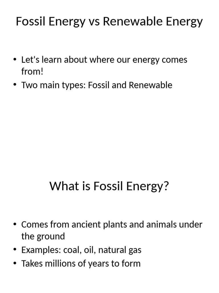 Fossil vs Renewable Energy Explained | PDF