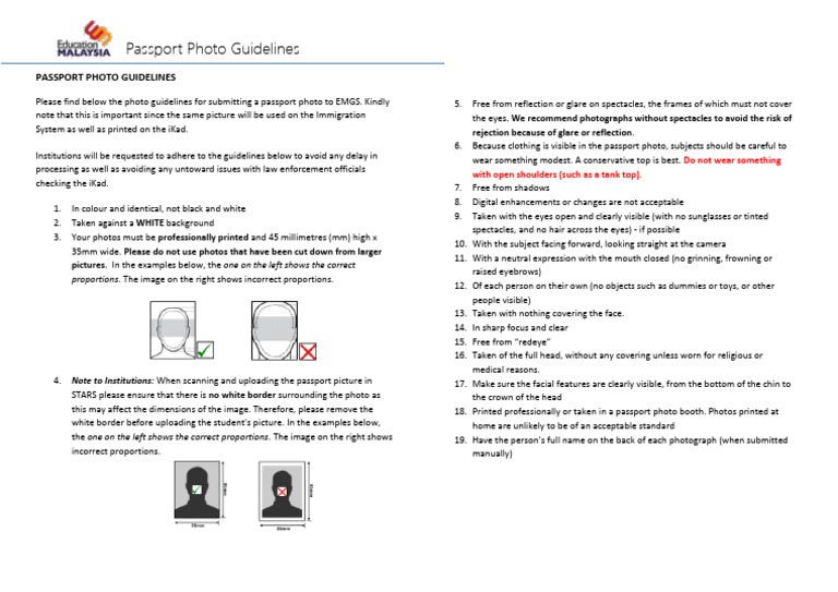 Passport Photo Submission Guidelines | PDF | Glasses | Imaging