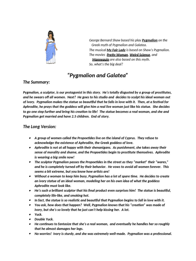 08 - Pygmalion and Galatea Summary | PDF | Pygmalion (Play) | Aphrodite