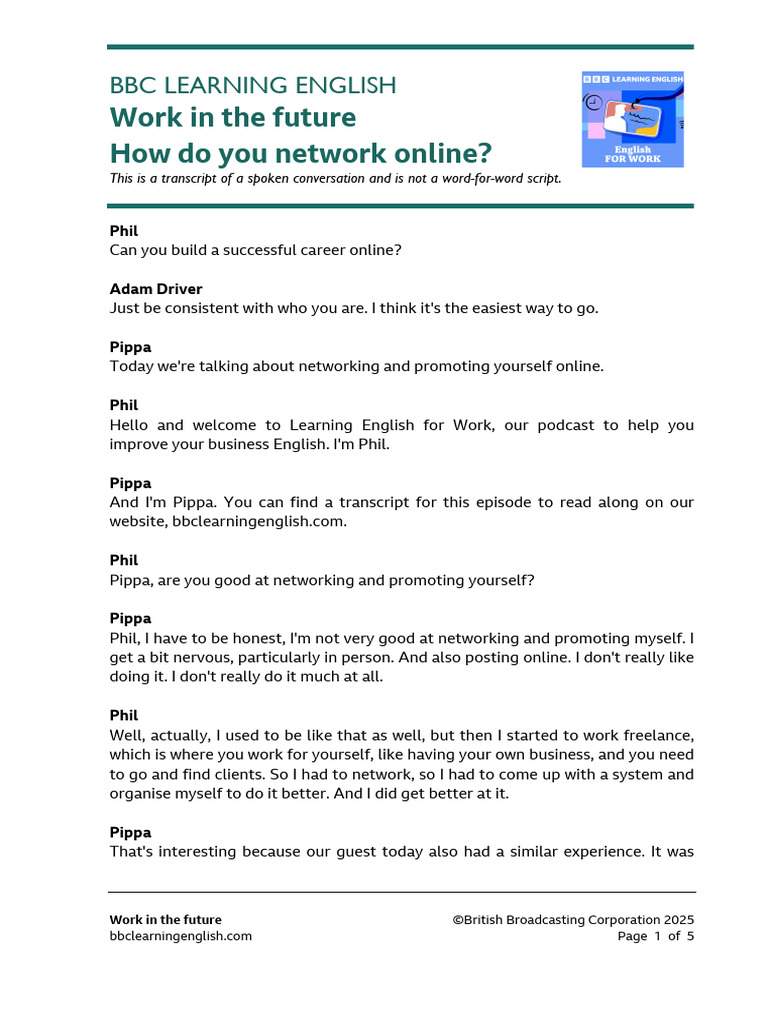 Online Networking for Career Success | PDF | Human Communication ...