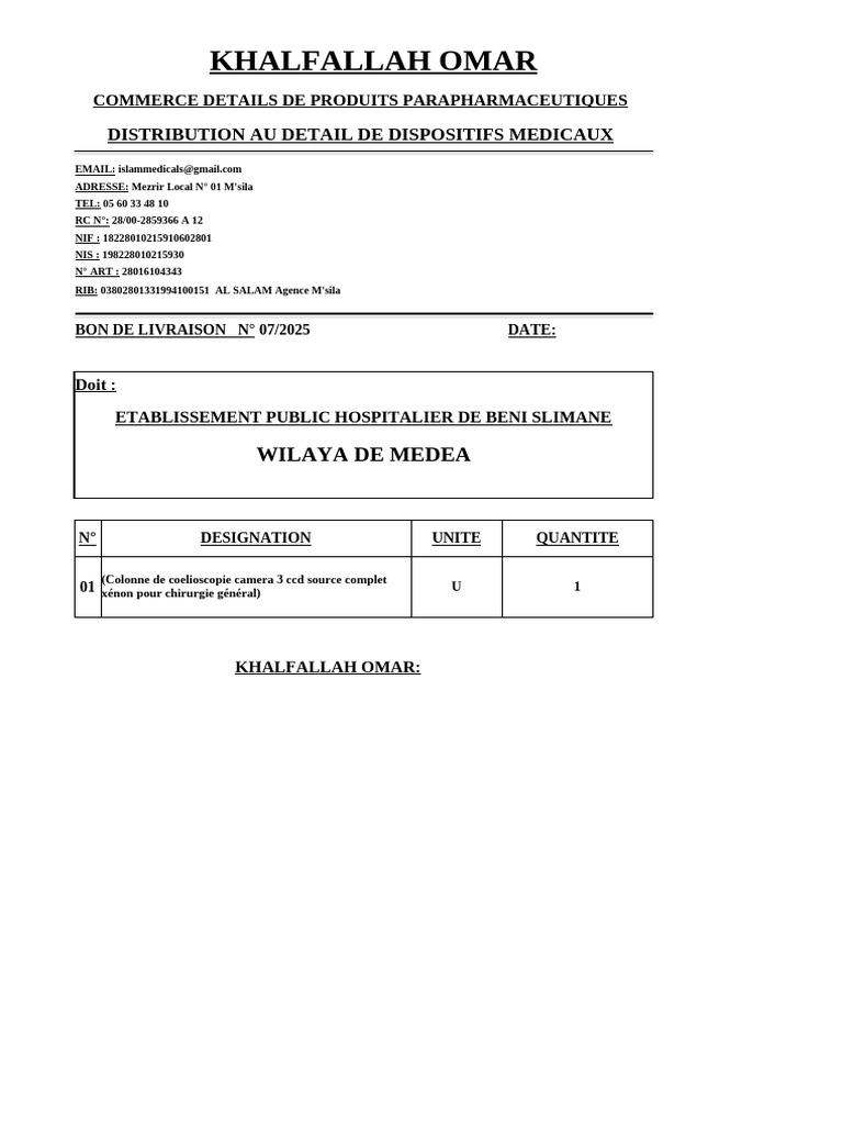 Détails de Facturation Dispositifs Médicaux | PDF