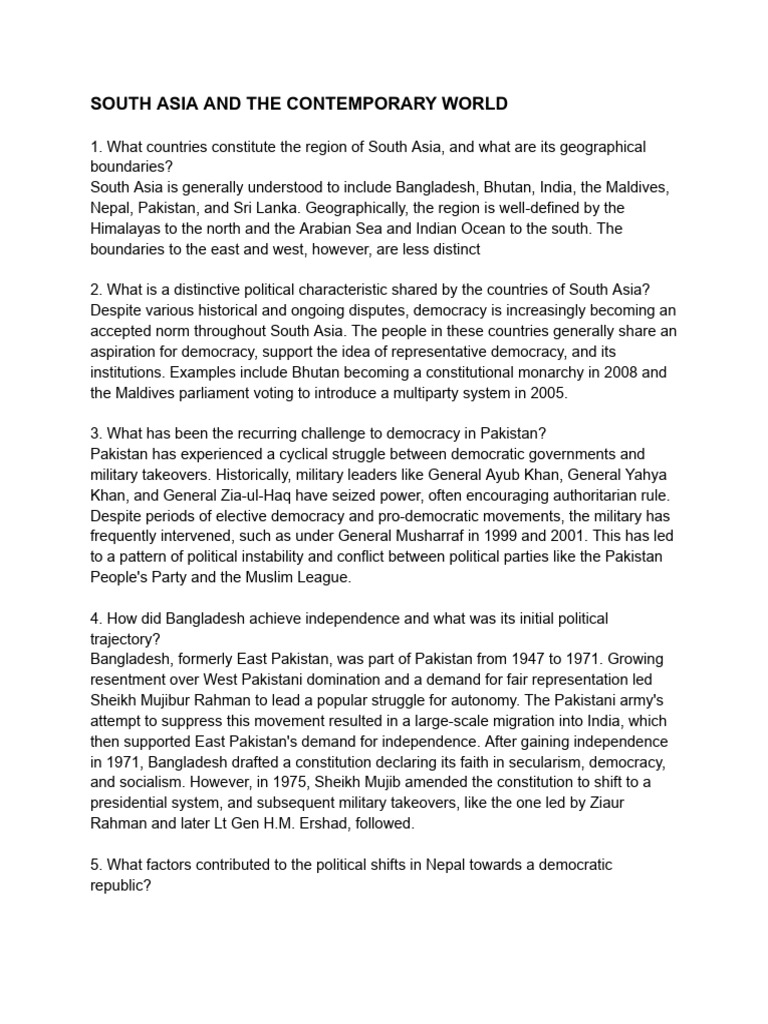 South Asia's Political Landscape Overview | PDF | Soviet Union | World ...