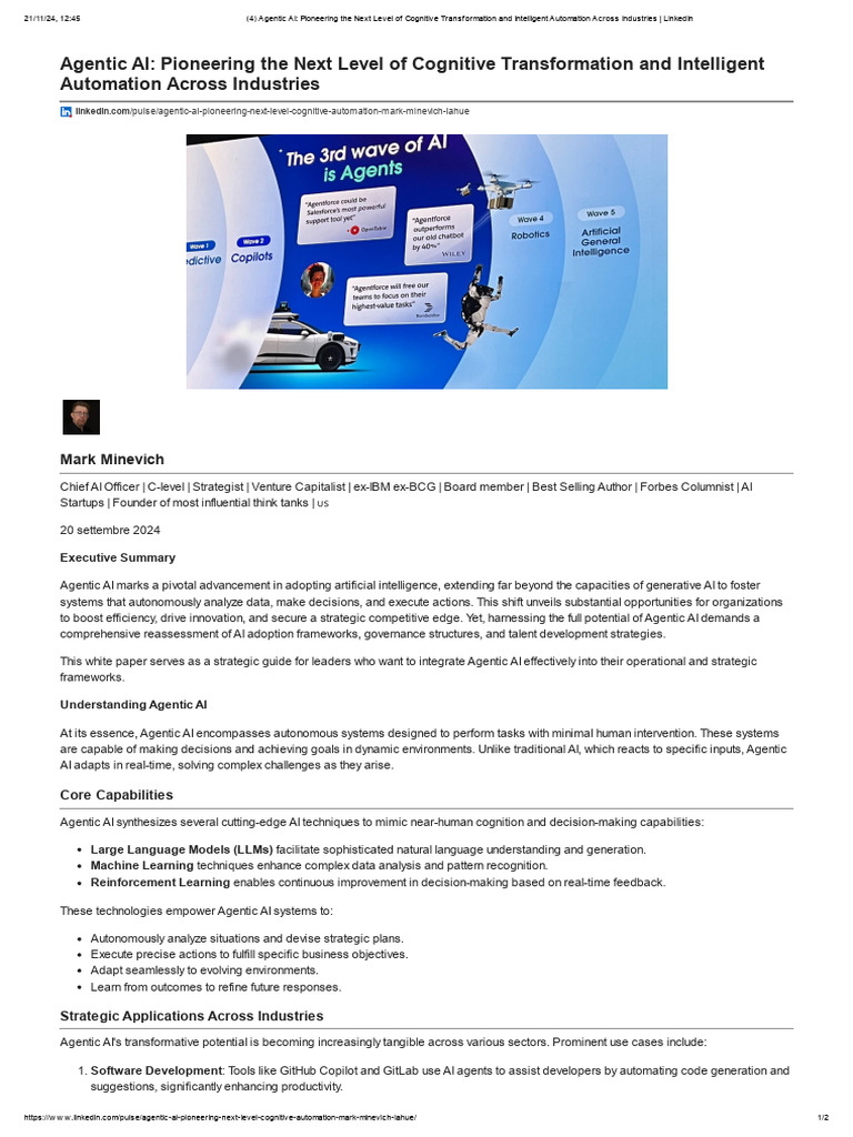 Agentic AI: Transforming Intelligent Automation | PDF | Artificial ...
