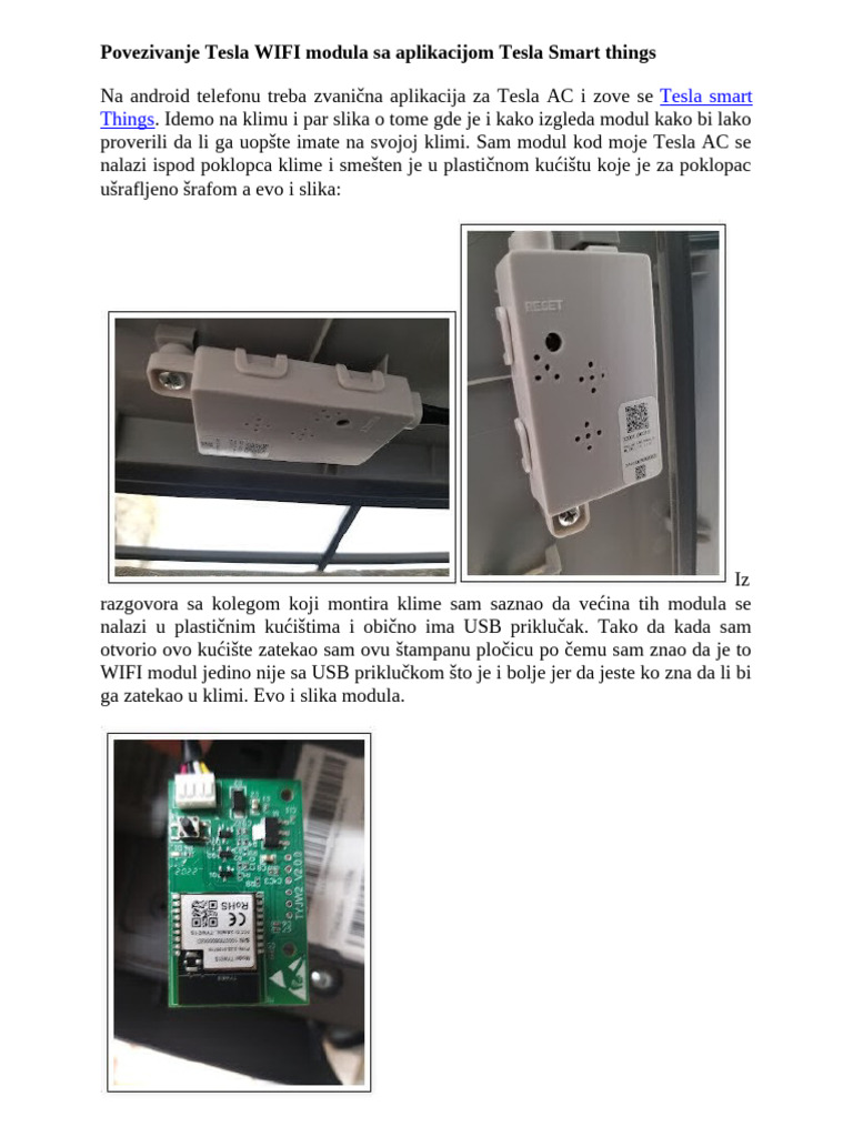 Povezivanje Tesla WIFI Modula Sa Aplikacijom Tesla Smart Things | PDF