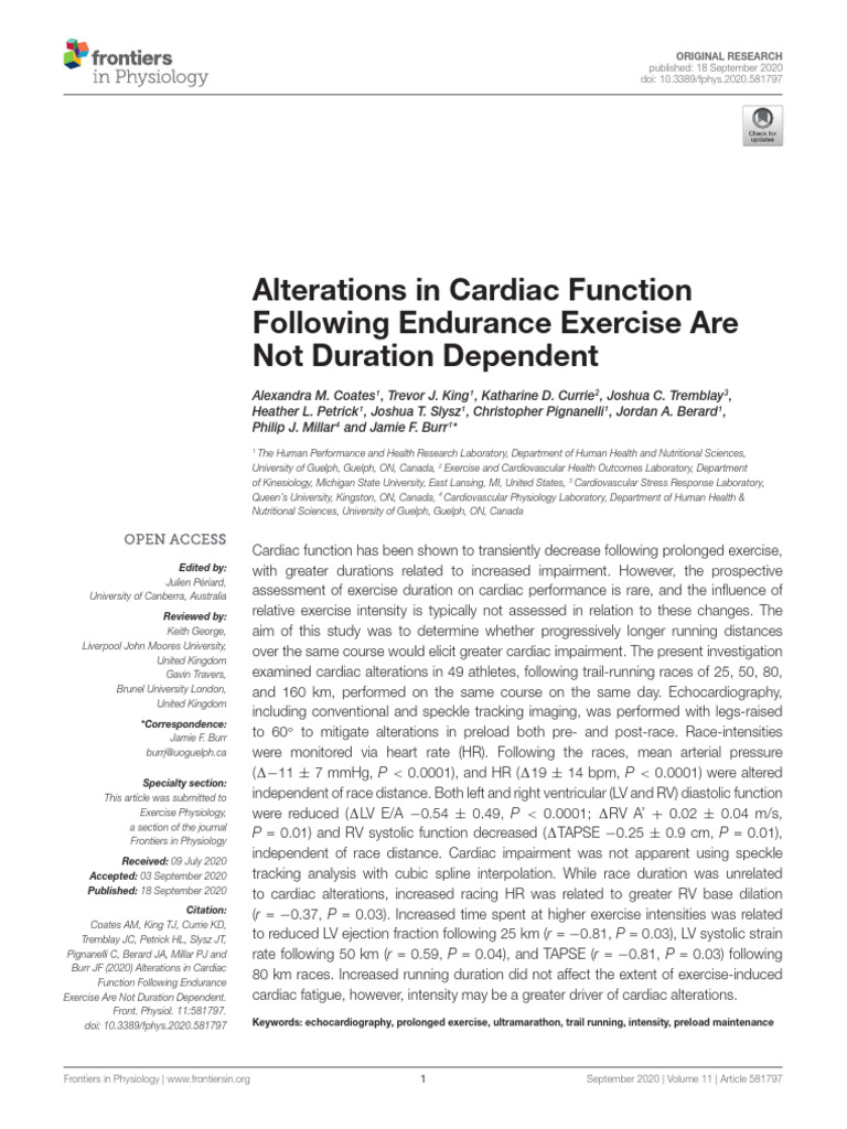 Cardiac Function After Endurance Exercise | PDF | Cardiovascular System ...