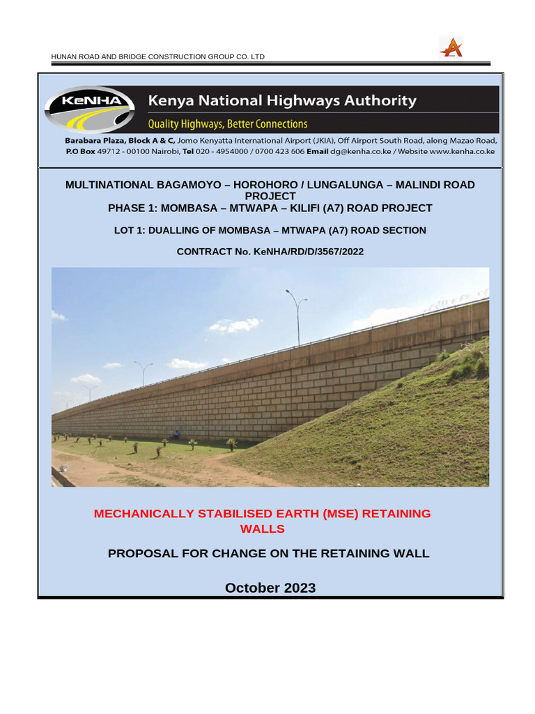 MSE Retaining Walls Proposal for Road Project | PDF | Civil Engineering ...