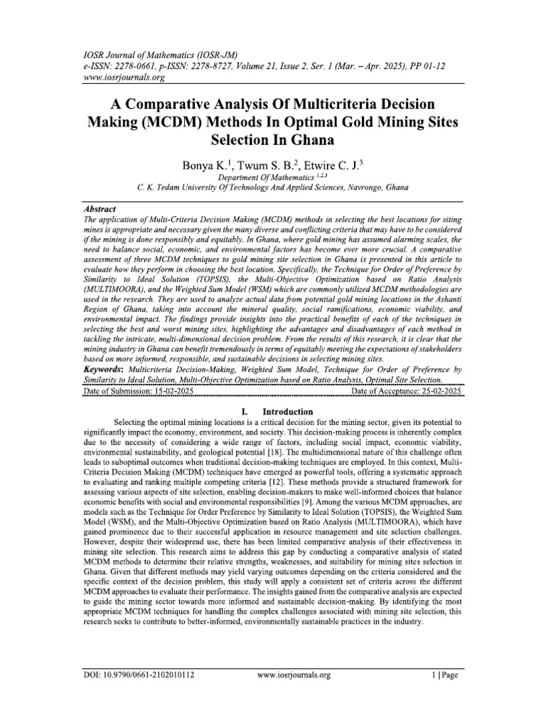 A Comparative Analysis of Multicriteria Decision | PDF