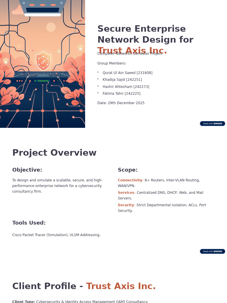 Secure Network Design for Trust Axis Inc. | PDF