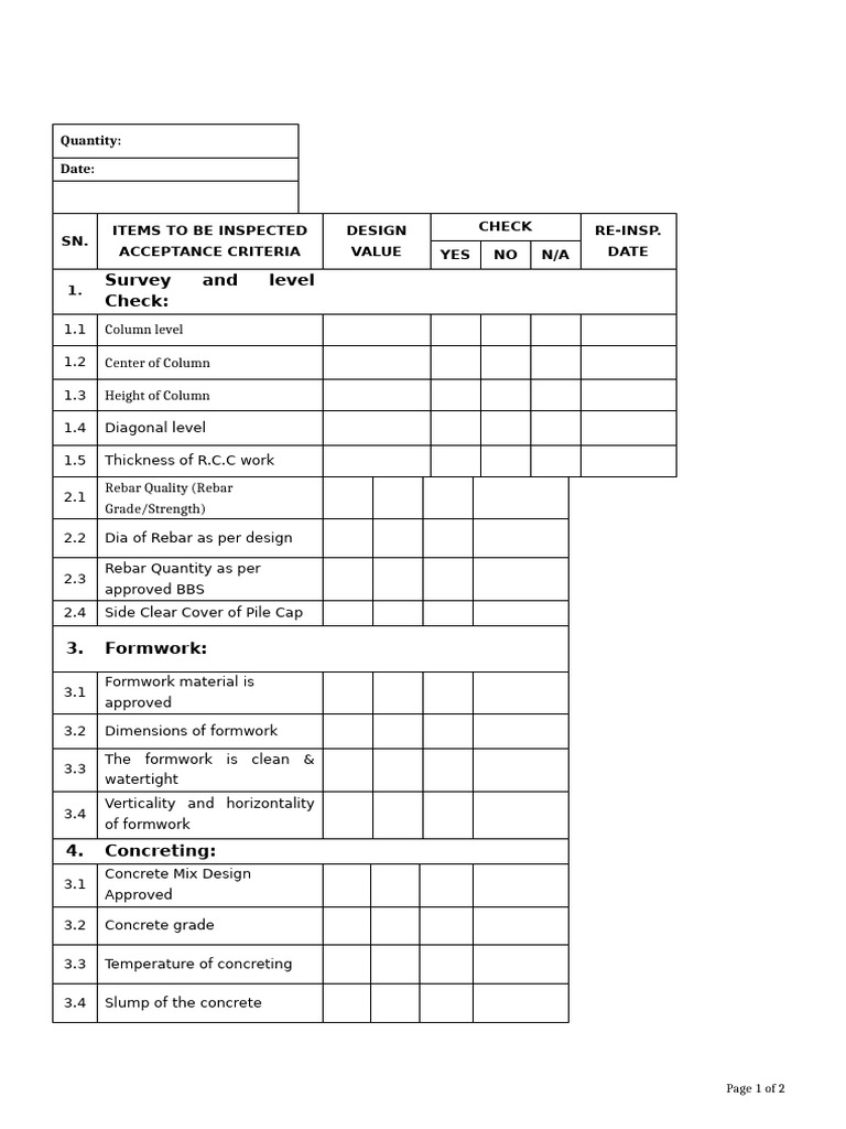 Construction Inspection Checklist | PDF