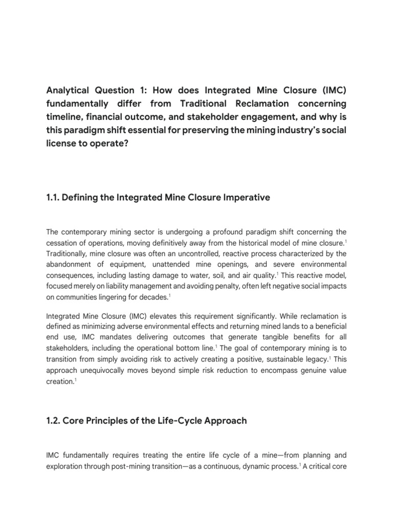 Integrated Mine Closure vs. Traditional Reclamation | PDF ...