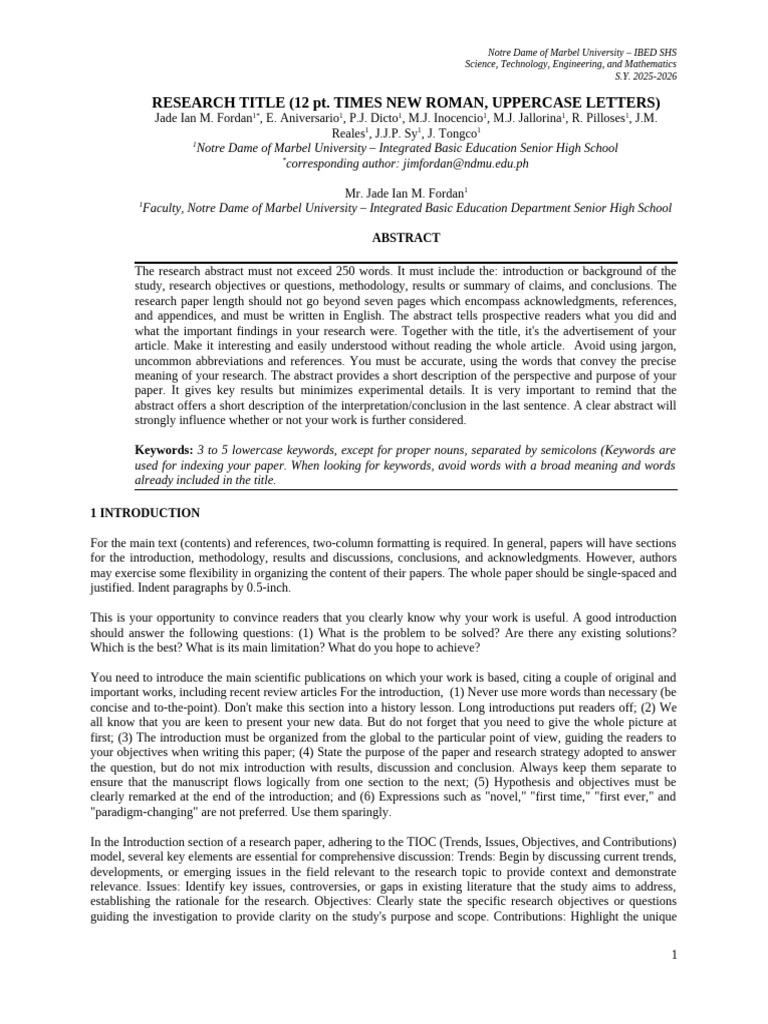 STEM III Research Template | PDF | Science