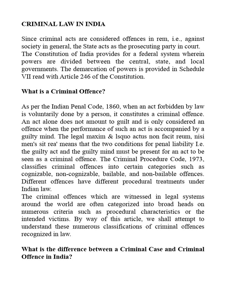 Overview of Criminal Law in India | PDF | Crimes | Crime & Violence