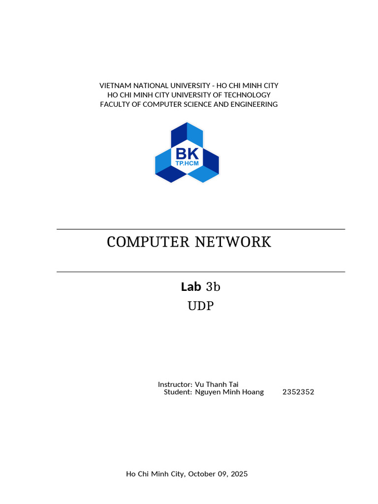 UDP Packet Analysis Lab Report | PDF | Port (Computer Networking ...