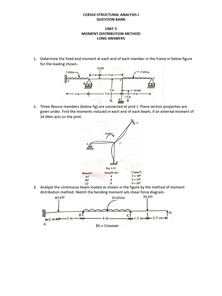 Moment Distribution Method | PDF | Bending | Beam (Structure)