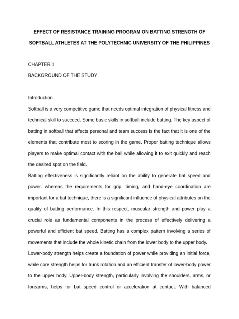 Resistance Training Impact on Softball Batting | PDF | Strength ...