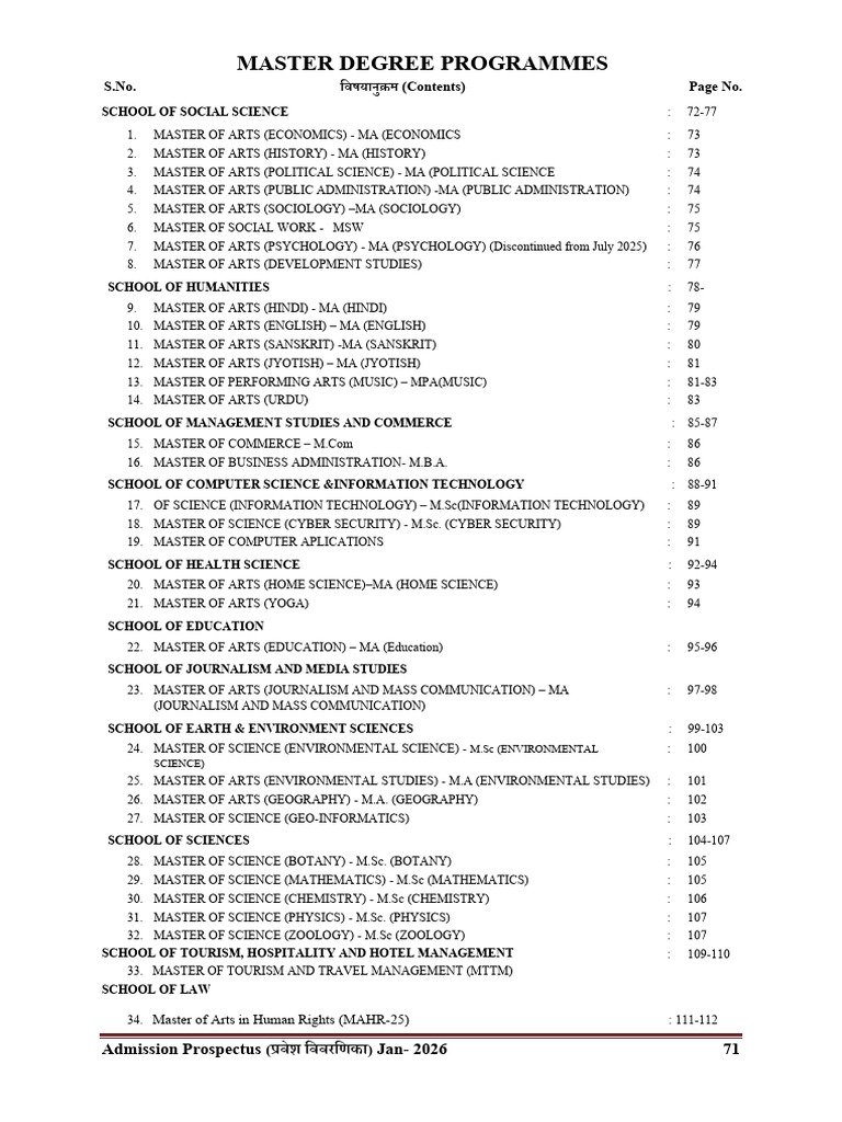 Master Degree Programs Admission 2026 | PDF