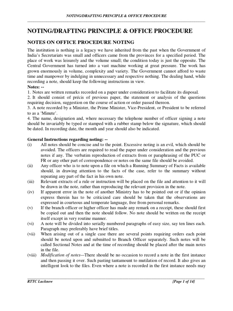 Noting and Drafting in Government Offices | PDF | Telegraphy | Records ...