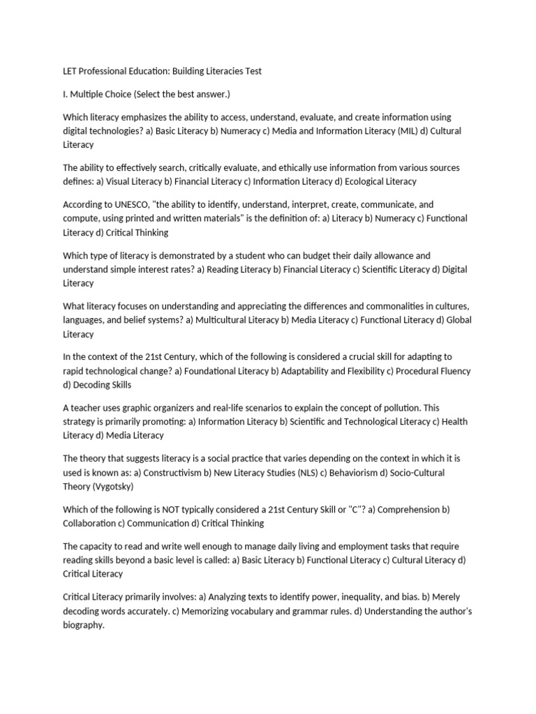 Building Literacy Skills Assessment Test | PDF | Literacy | Phonics
