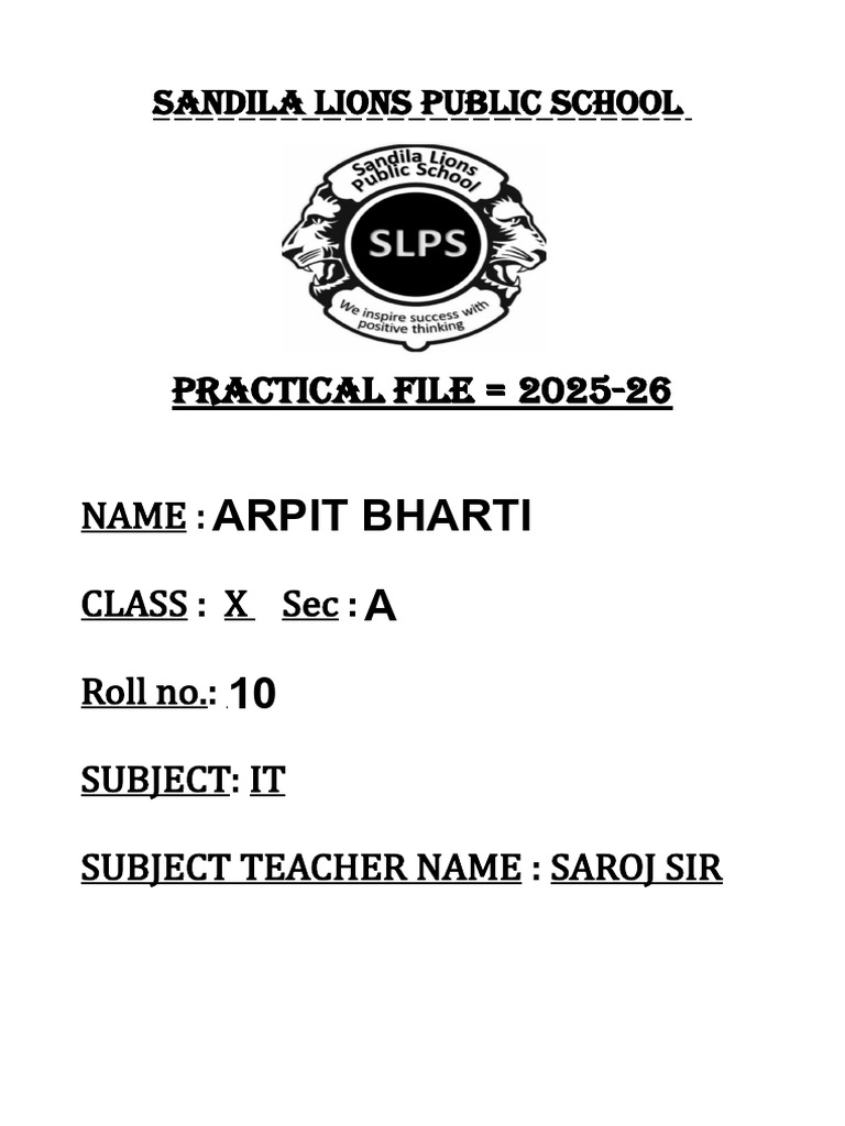 IT Practical File for Class X Students | PDF | Databases | Hyperlink