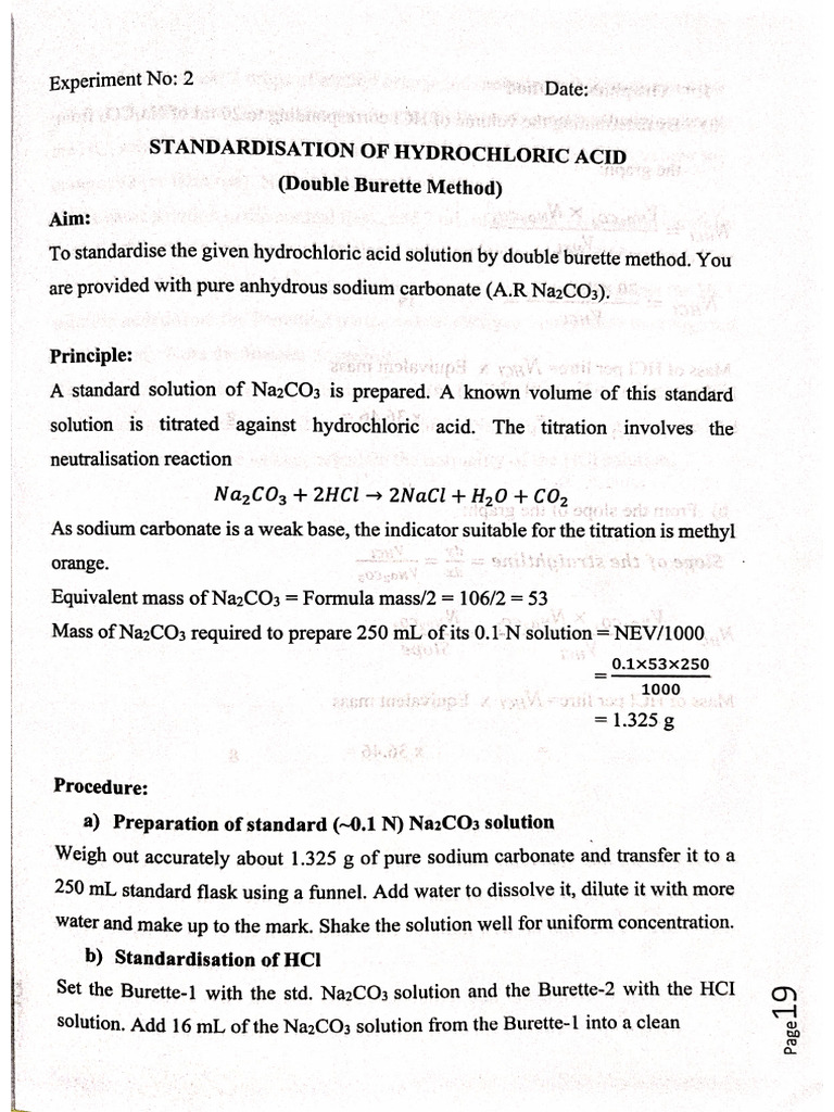 Standardisation of HCL | PDF